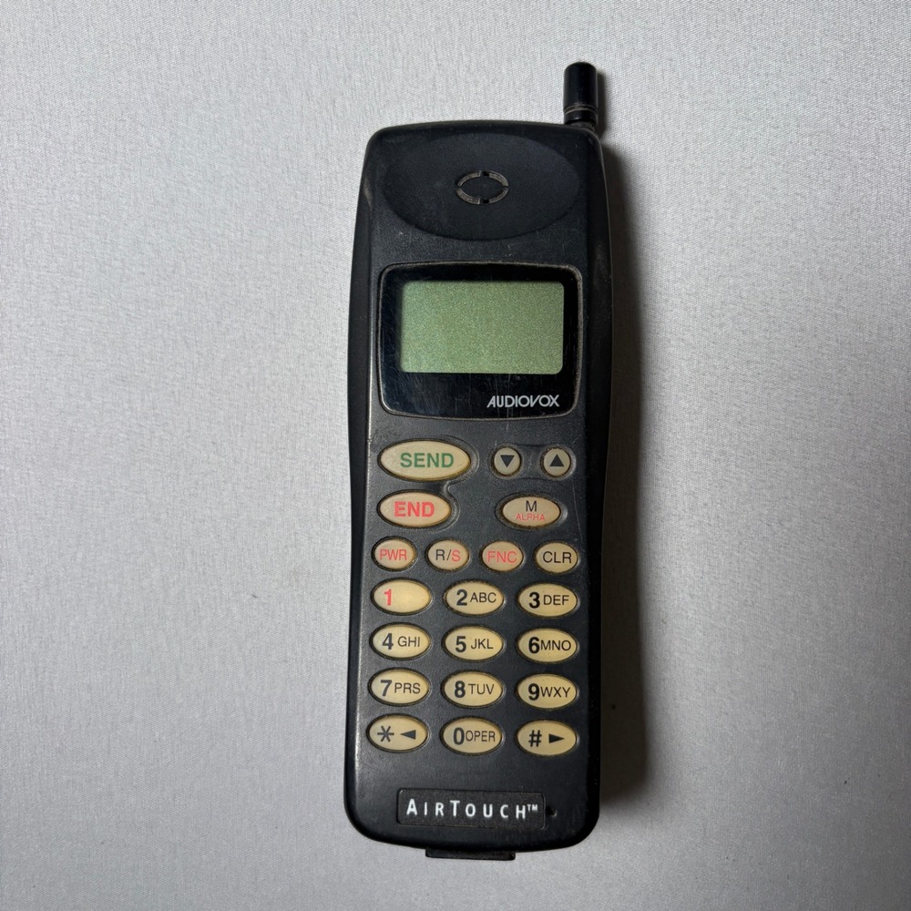 Untested Vintage Audiovox AirTouch Cellular Phone Black Retro Brick Phone Prop